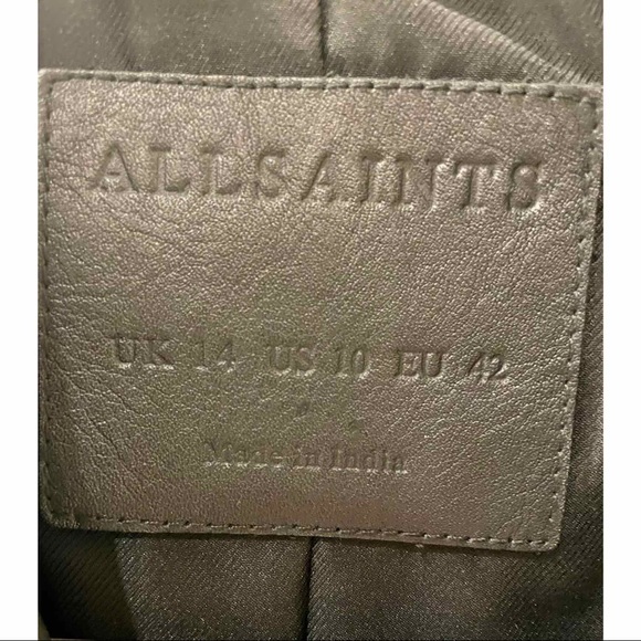All Saints Black-Gray Cargo Leather Biker Jacket - Picture 5 of 11